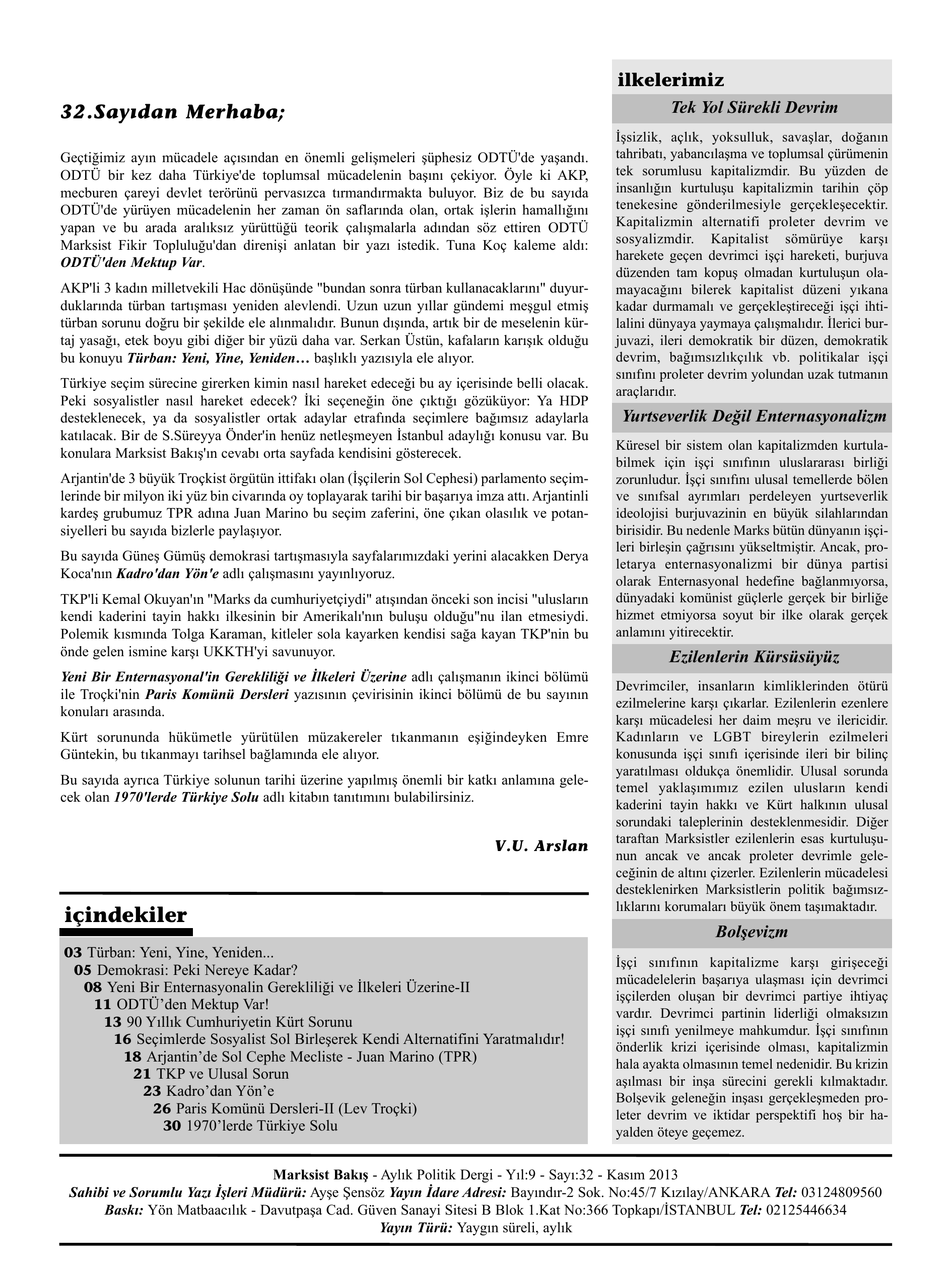 Marksist Bakış 32. Sayı